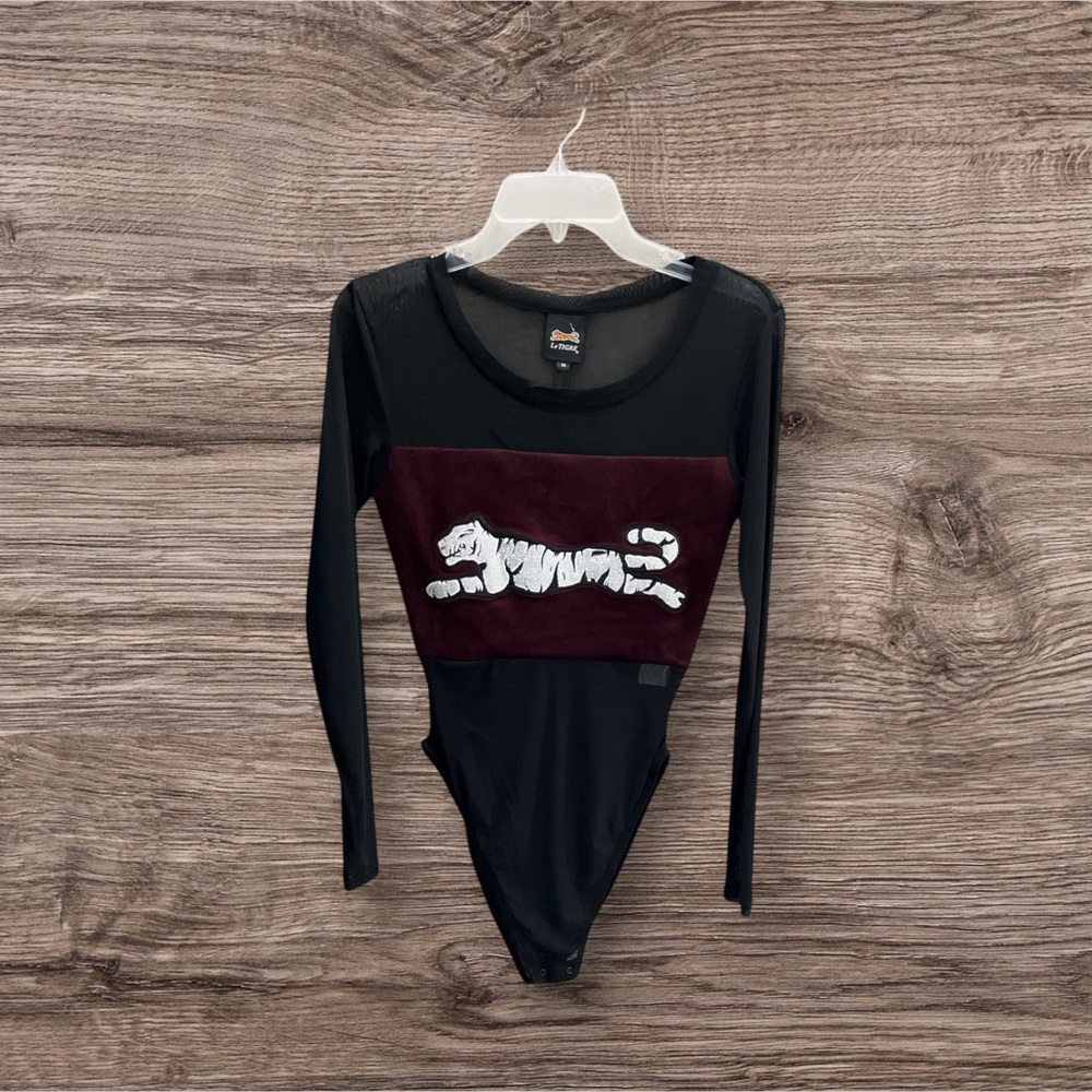 New Le Tigre Bodysuit Mesh Velour Womens Medium